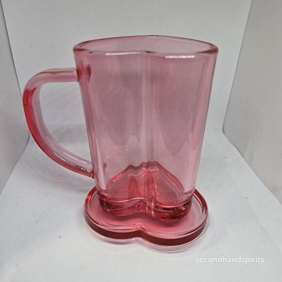 Target Bullseye Playground Valentines Glass Heart Shaped Mug With Lid Clear Red - Picture 5 of 14